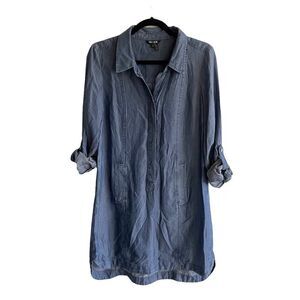 𝅺NIC + ZOE Chambray Tunic Dress Shirtdress  Blue S